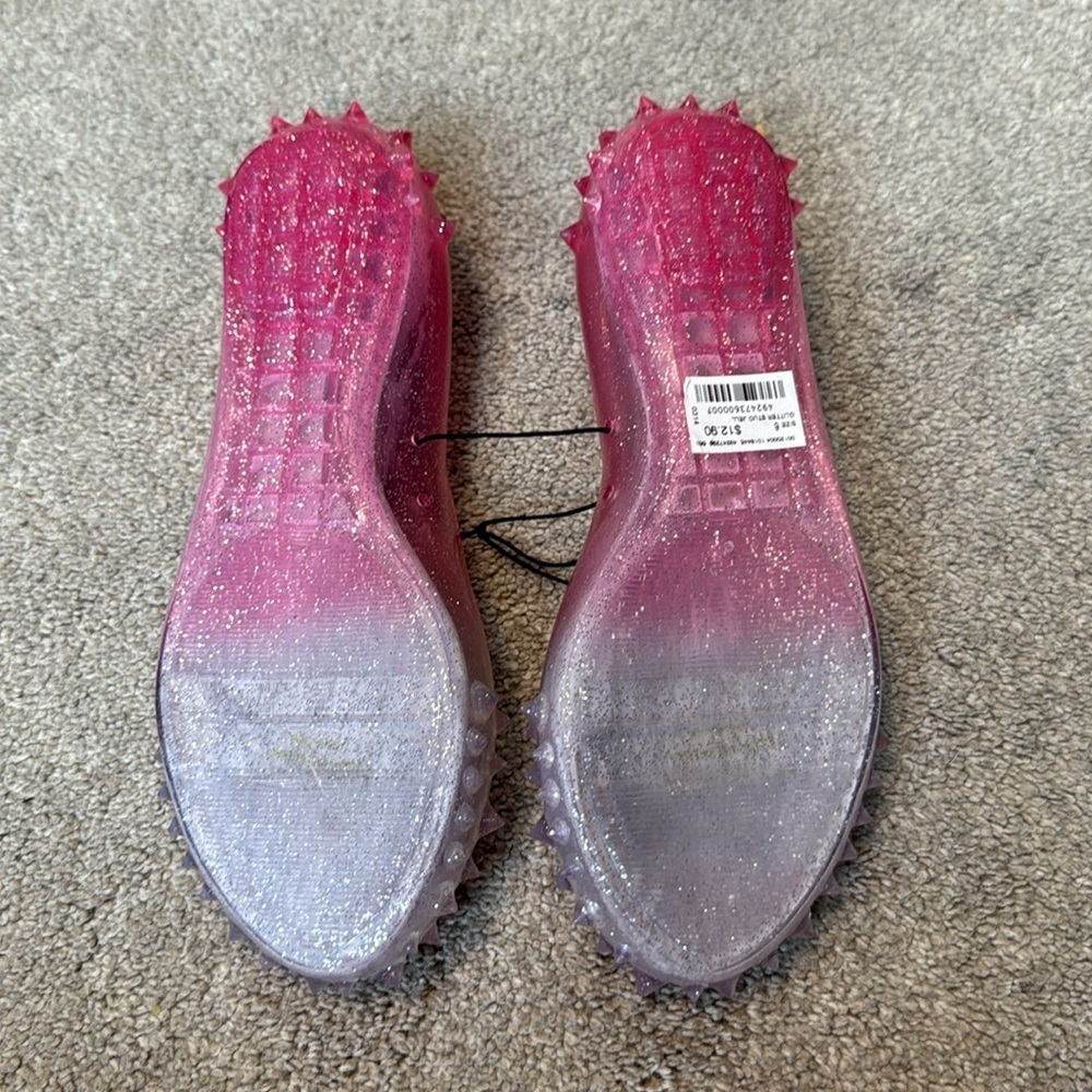 Wet Seal Pink Ombre Glitter Studded Jelly Flats Size 6 - Picture 4 of 4